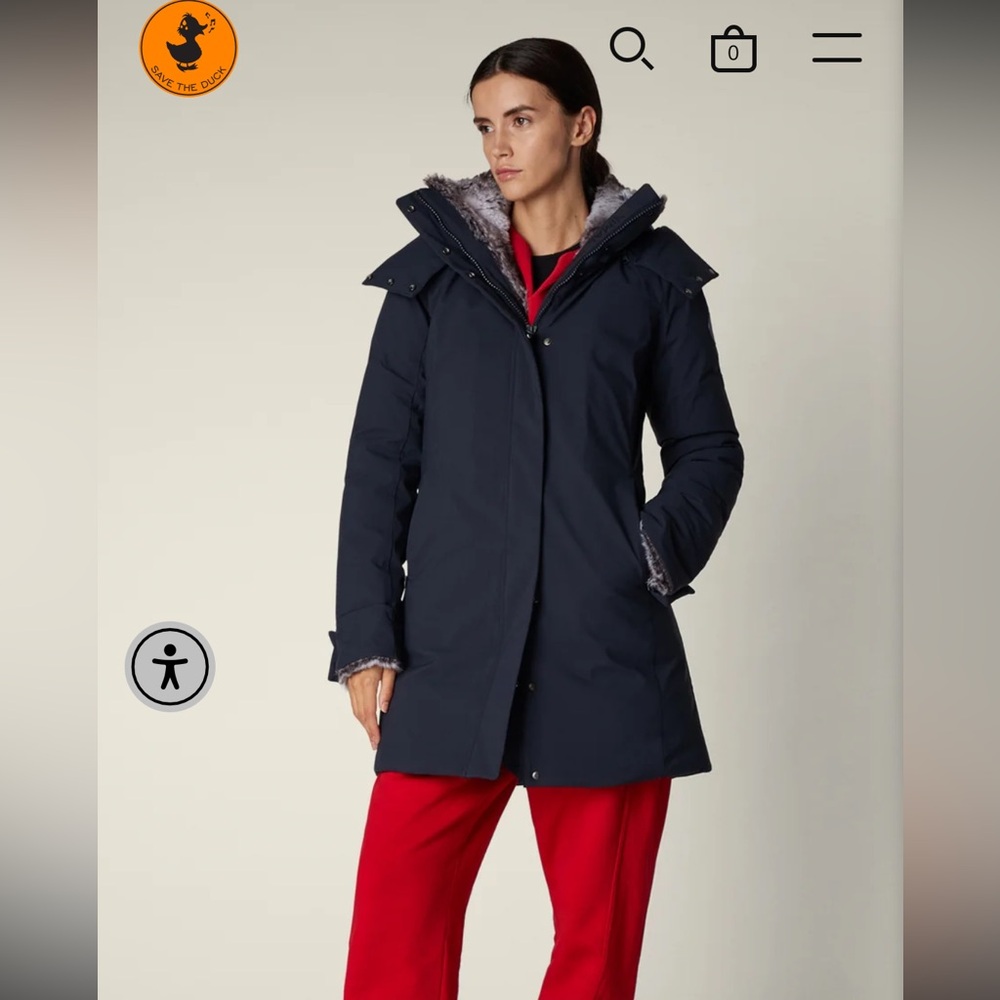 Save The Duck Faux Fur Lined Hood Arctic Parka Blue Coat $598 M